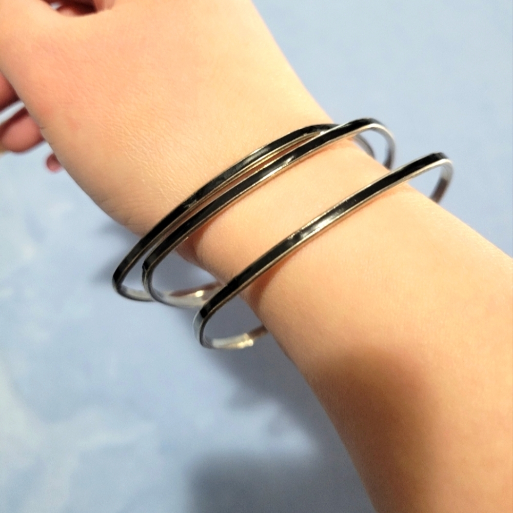 Fashion bangles | Silver with Black